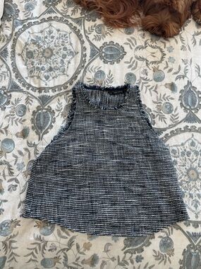 Zara Navy and White Tweed Sleeveless Top Size Medium